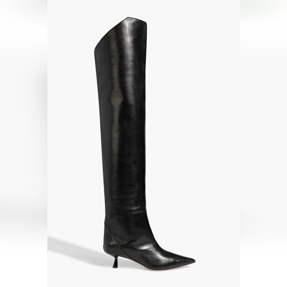 SOLD OUT New Jimmy Choo Vari Lambskin Thigh High Kitten Heel Slouch Boots 38 7.5